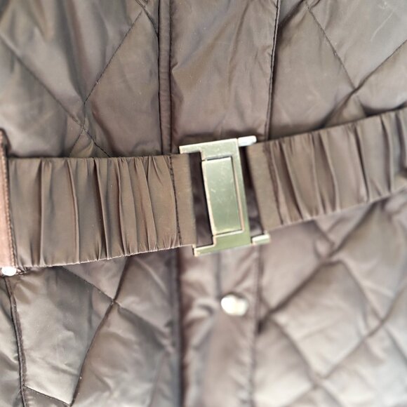 Express Charcoal Black Belted Hourglass Silhouette Down Quilted Puffer Coat - Picture 4 of 7